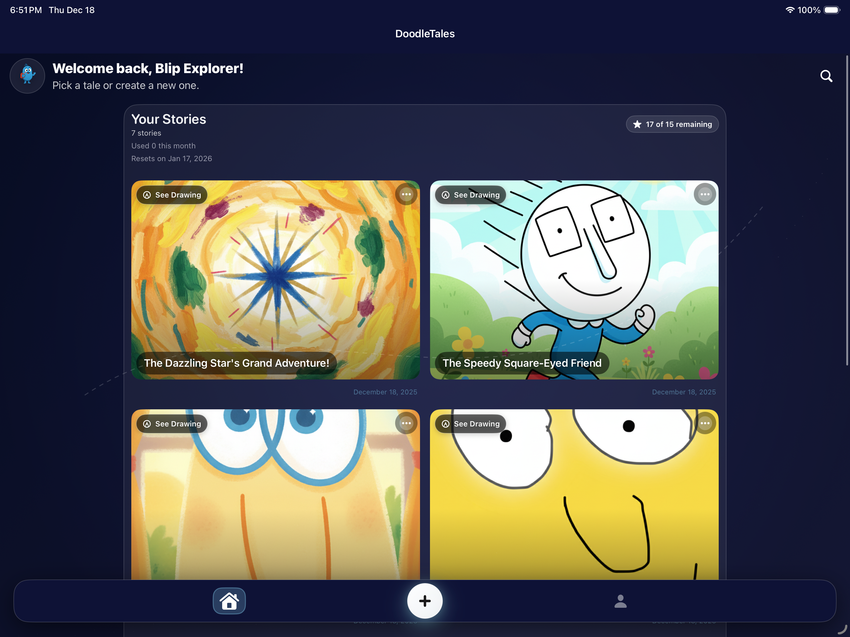 DoodleTales App Screenshot - Story Library